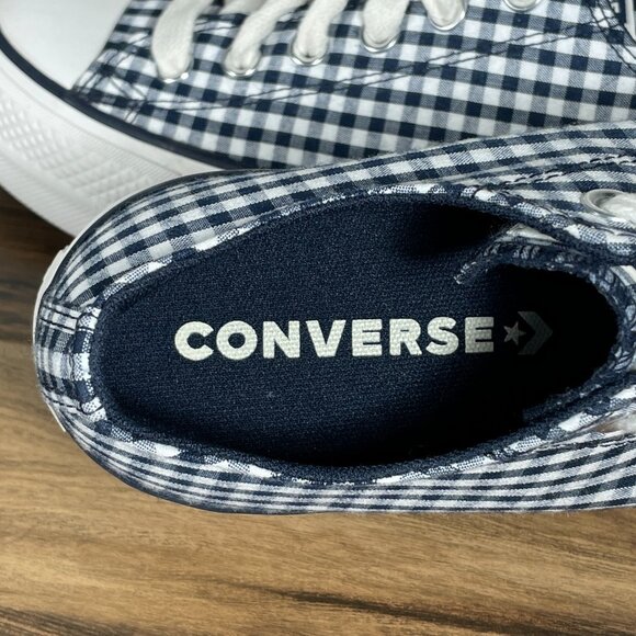 Converse CTAS Lift OX Womens Sz 8 Shoes Obsidian White Gingham Platform Sneaker - Picture 11 of 13